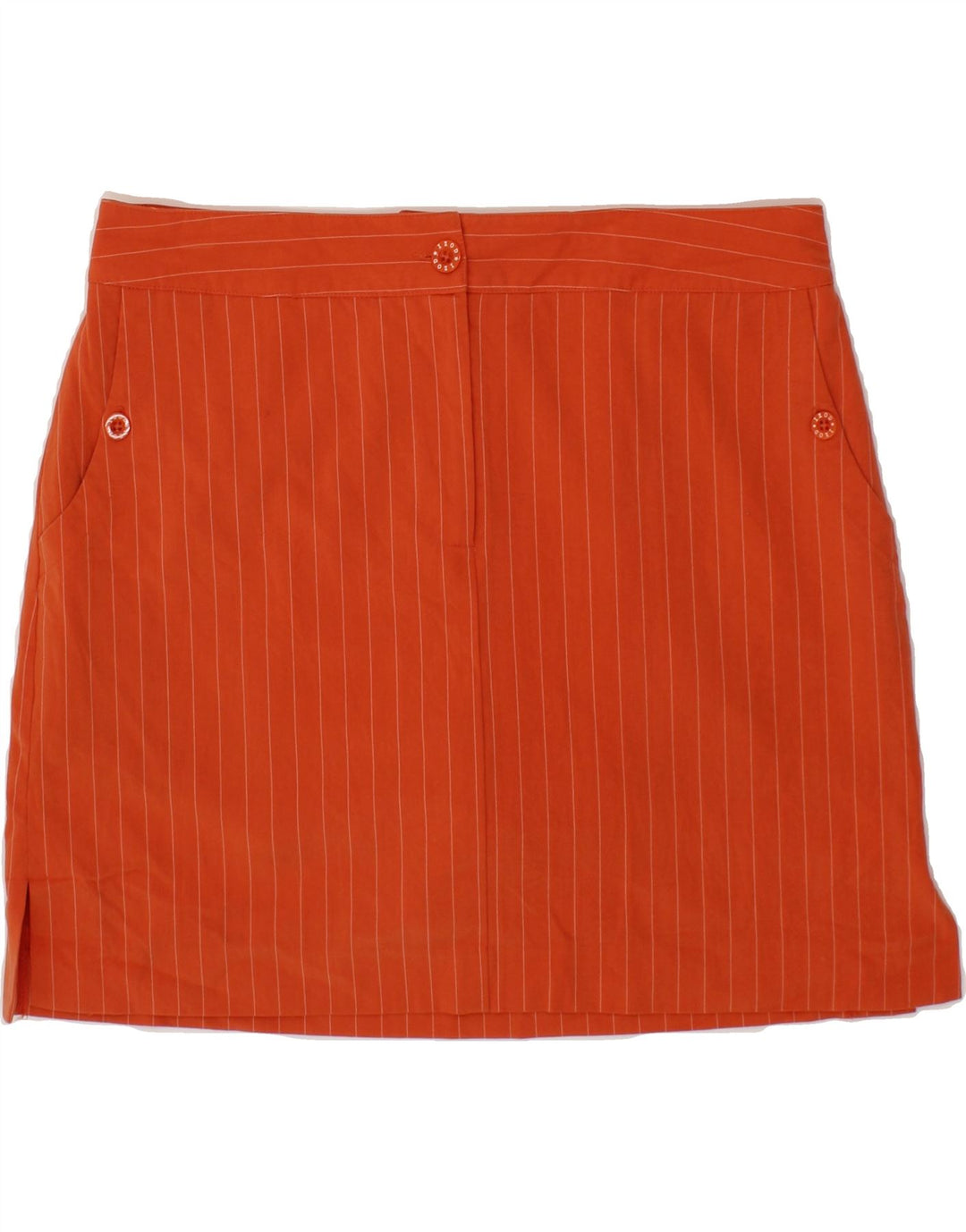 IZOD Womens Skort UK 10 Small W27 Orange Pinstripe Polyester Vintage Izod and Second-Hand Izod from Messina Hembry 