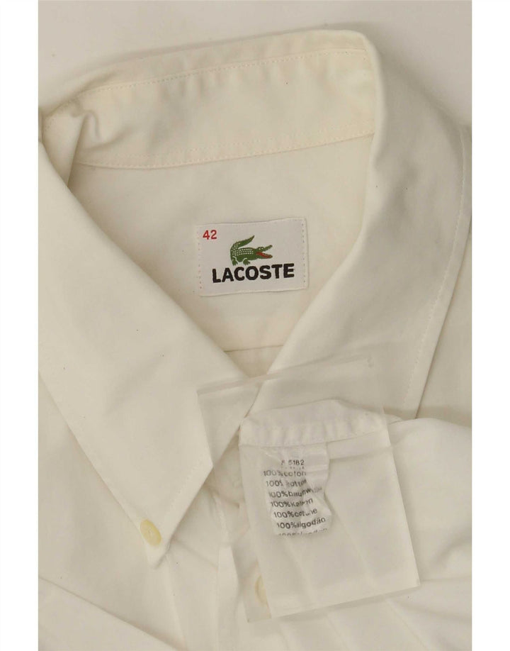 Koszula męska z krótkim rękawem Lacoste, rozmiar 42, duża, biała, bawełniana