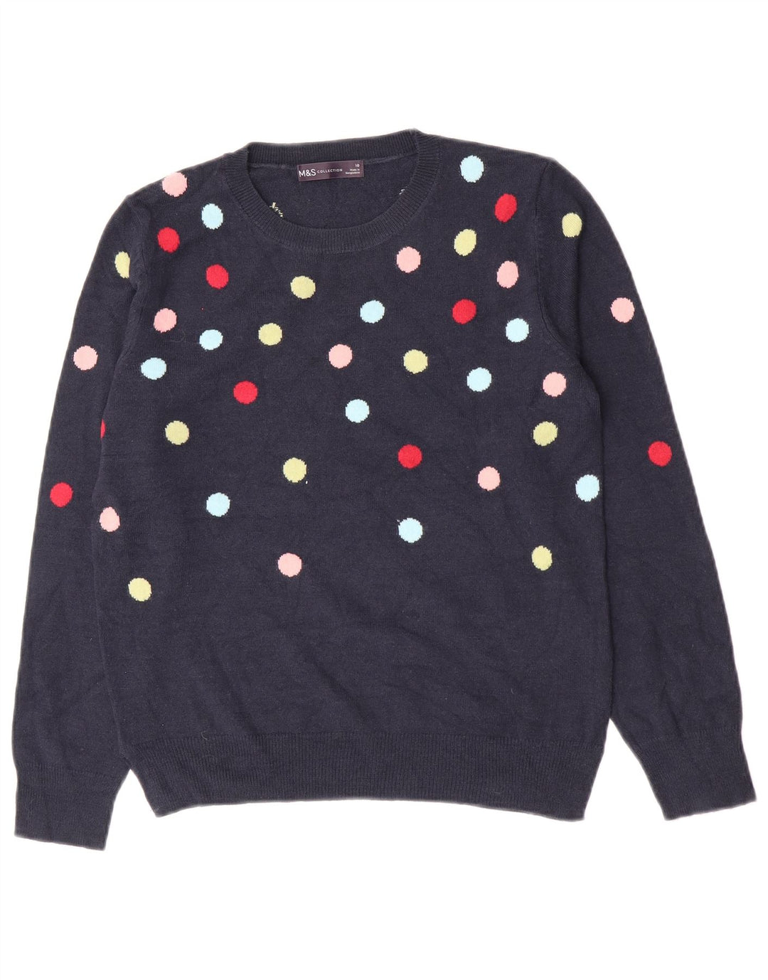 Sweter damski Marks & Spencer z okrągłym dekoltem, UK 10, mały, granatowy