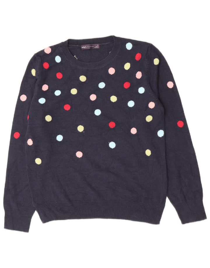 Sweter damski Marks & Spencer z okrągłym dekoltem, UK 10, mały, granatowy