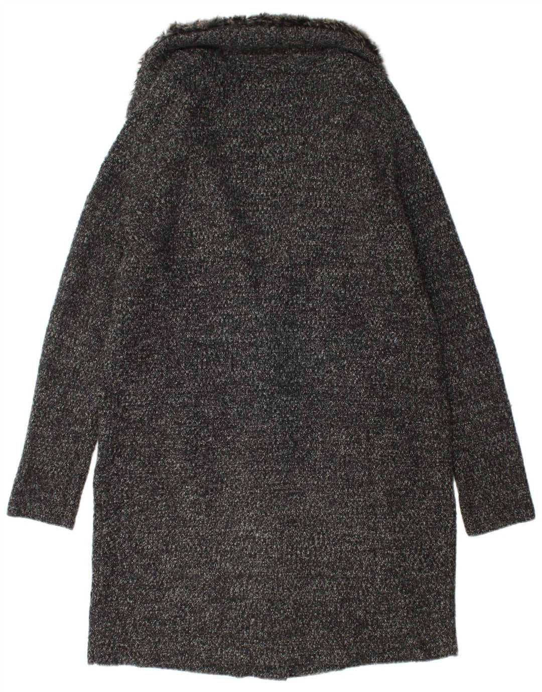 Damski płaszcz oversize z dzianiny Zara UK 10, mały, czarny, nakrapiany akryl