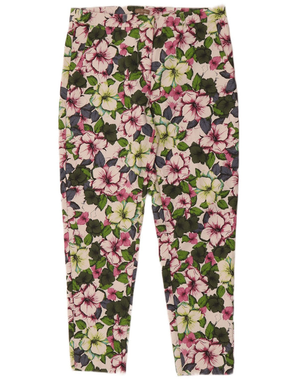 Spodnie damskie M&Co Slim Chino UK 10 Small W28 L26 Wielokolorowe kwiaty