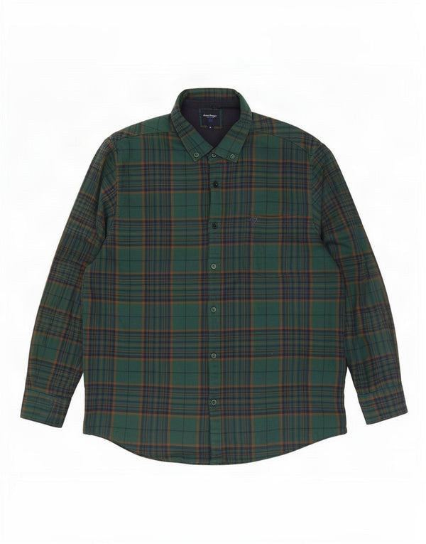 James Pringle Mens Lumberjack Flannel Shirt Medium Green Check Cotton