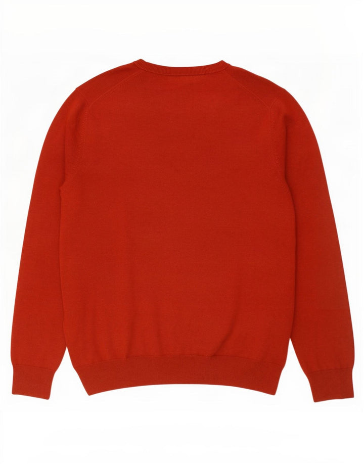 Marks & Spencer Męski sweter z dekoltem w kształcie litery V, XL, czerwony, bawełniany