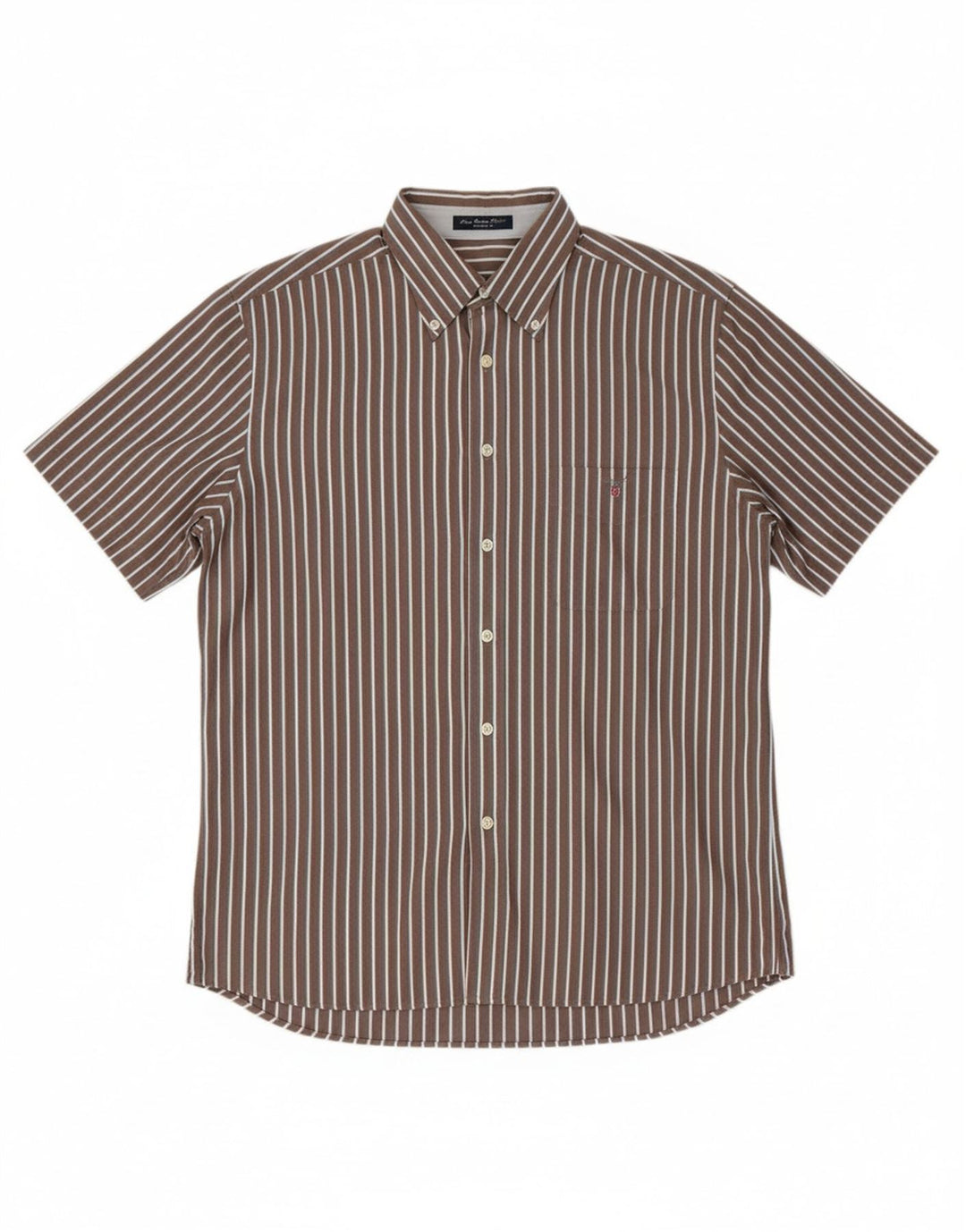 GANT Mens Regular Fit Short Sleeve Shirt Medium Brown Striped Cotton