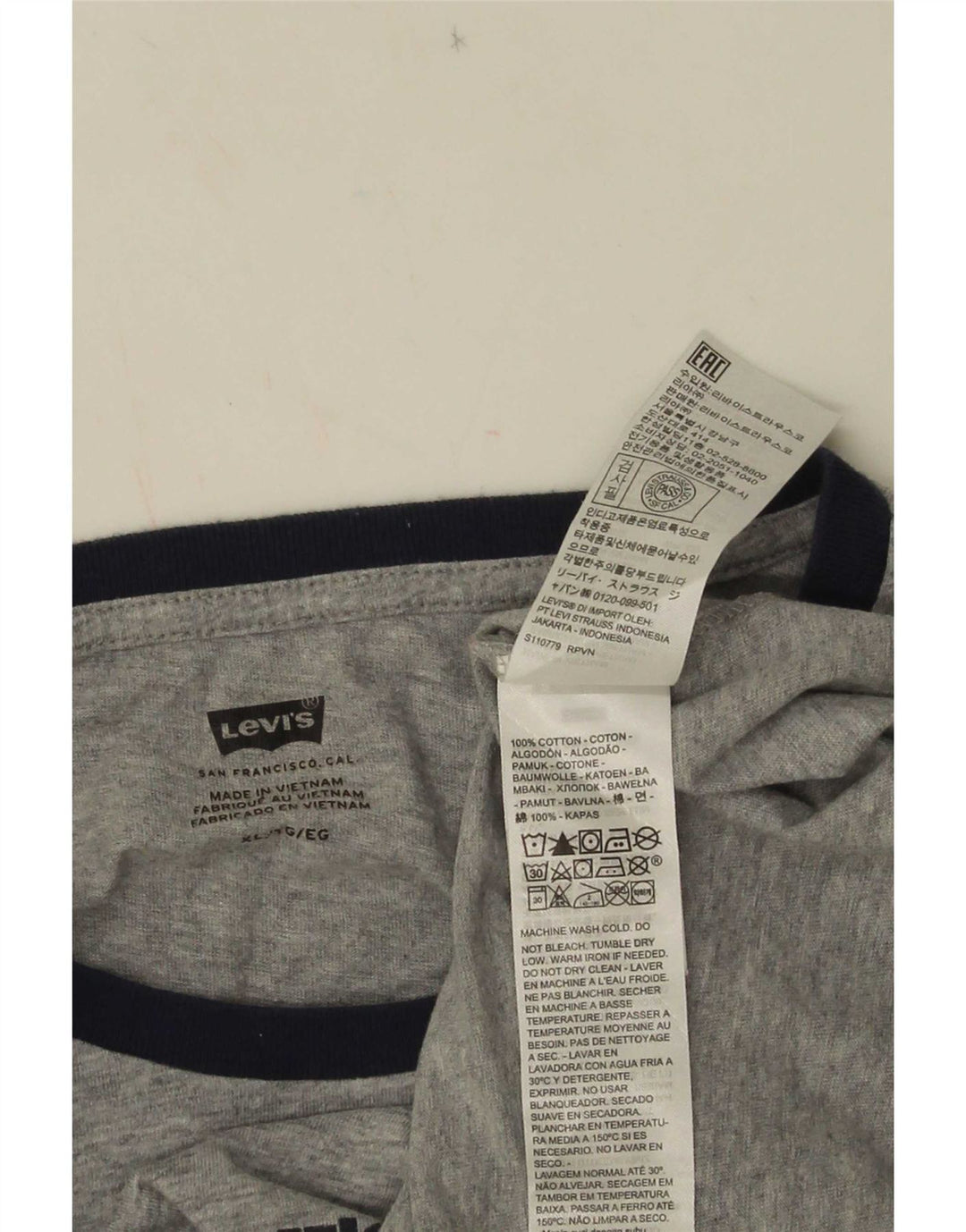 Męski T-shirt z grafiką Levi's Top XL, szara bawełna
