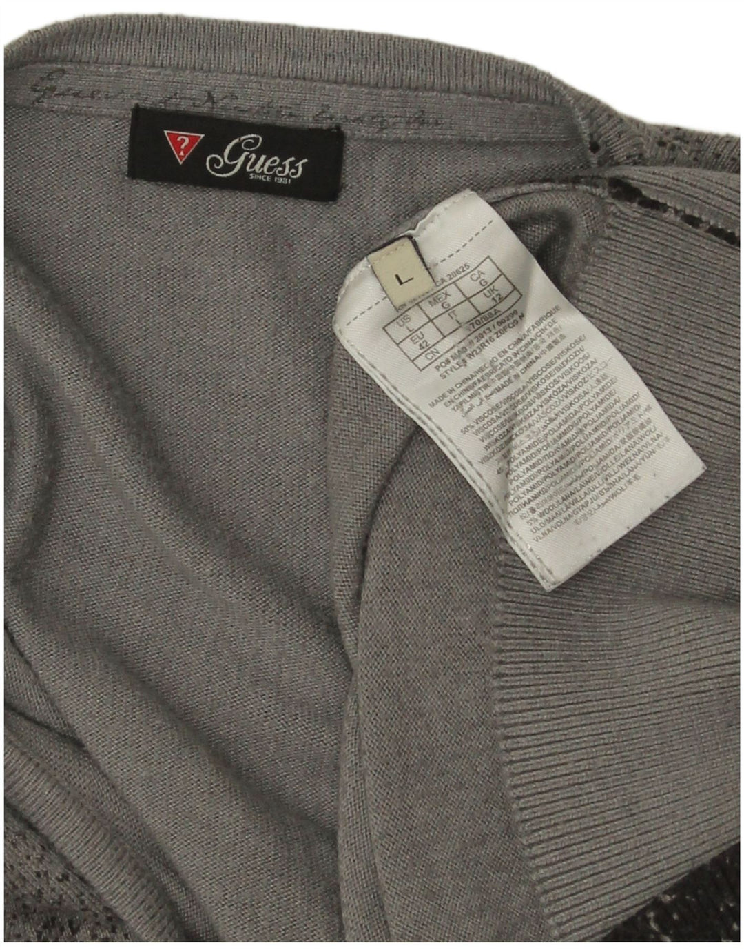 Sweter damski Guess Sweter rozpinany UK 12 Średni szary, nakrapiany wiskoza