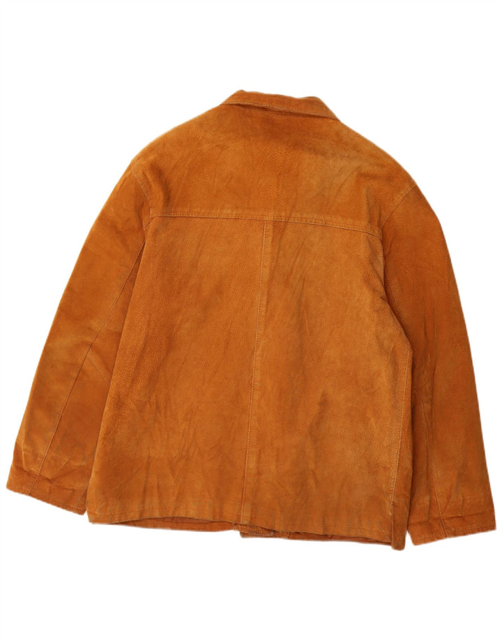 Zamszowa kurtka damska VINTAGE UK 14 Średniobrązowa skóra