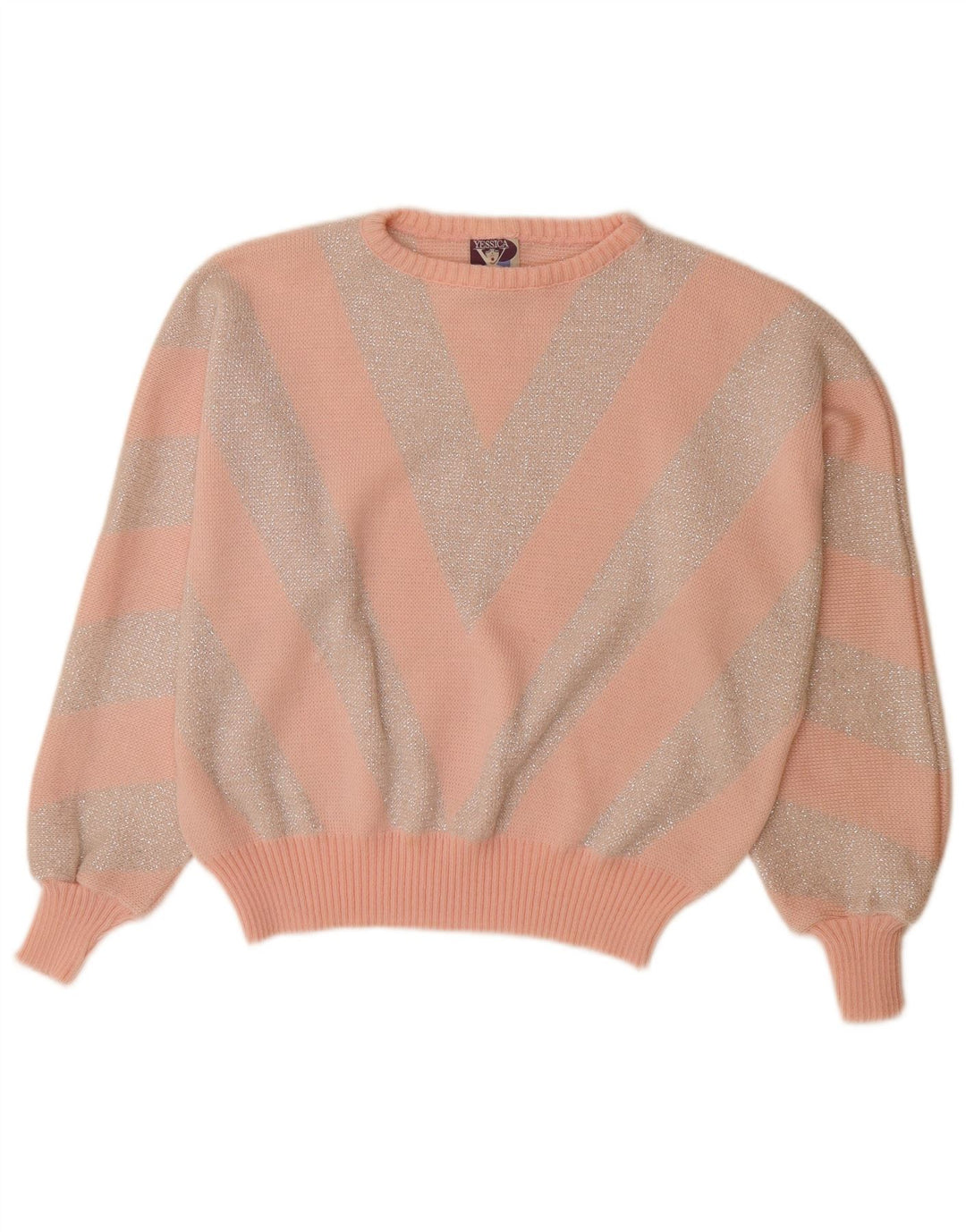 YESSICA Damski sweter z dekoltem w łódkę EU 44 XL Różowy Chevron Akryl