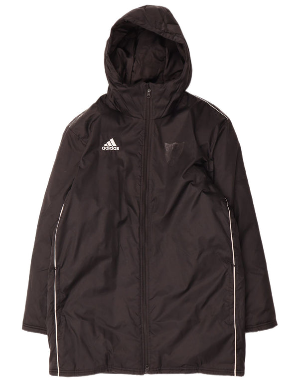 Adidas Męski ocieplany płaszcz z kapturem UK 38, średni czarny poliester