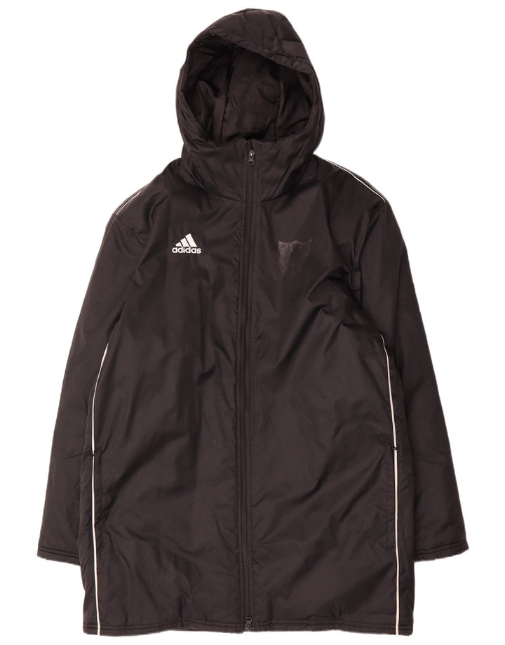 Adidas Męski ocieplany płaszcz z kapturem UK 38, średni czarny poliester