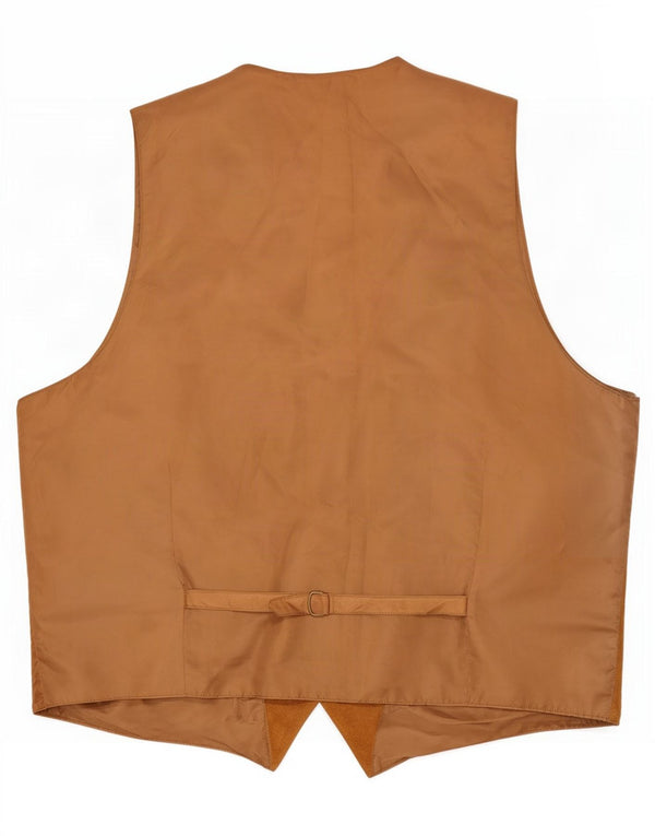Vintage męska wąska zamszowa kamizelka UK 48 4XL beżowa skóra