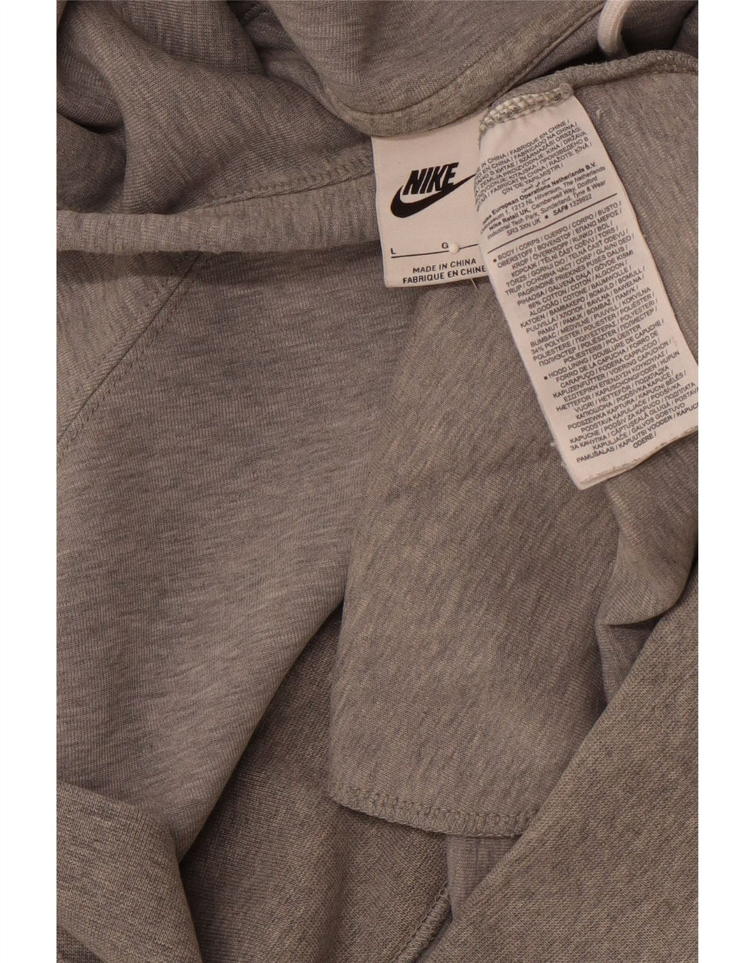 Męski sweter z kapturem NIKE z grafiką, duży, szary, bawełniany