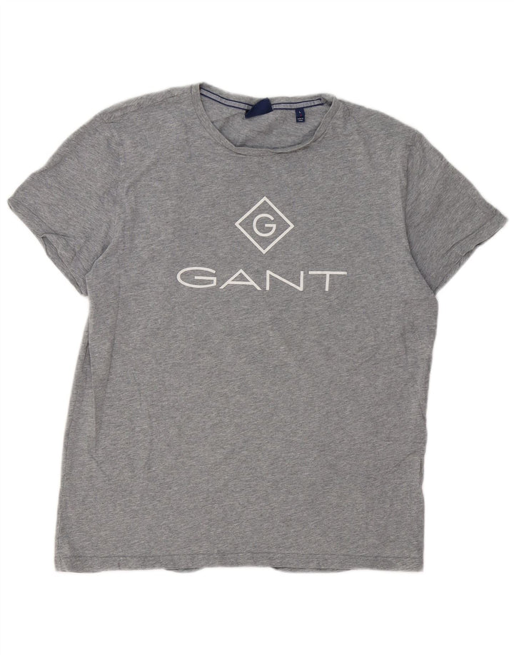 Męski T-shirt z grafiką Gant, duży, szary, bawełniany