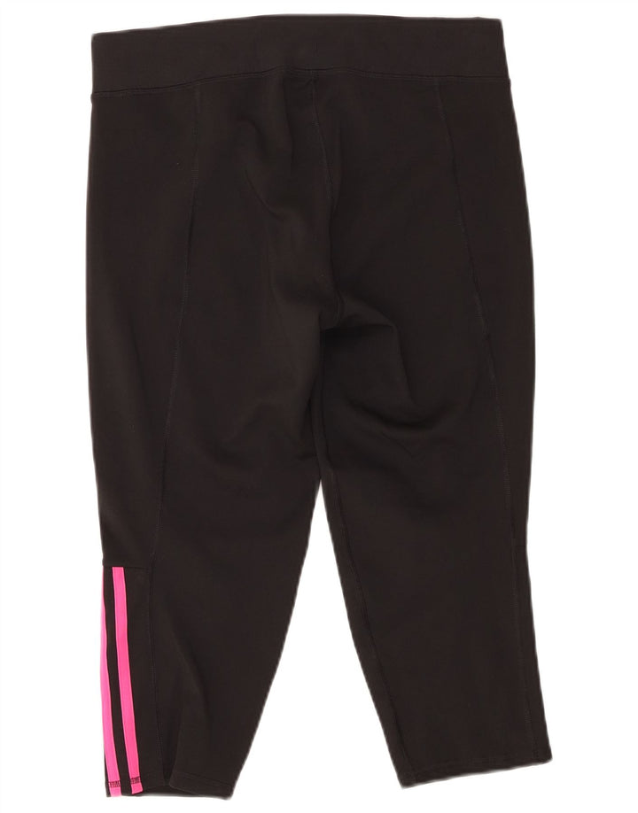 Damskie spodnie dresowe ADIDAS Capri UK 16/18, duże, czarne, poliestrowe