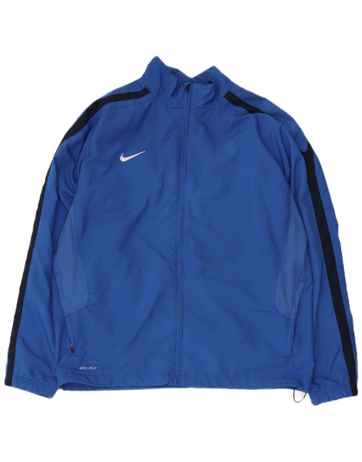 Kurtka męska dresowa Nike XL, niebieska, z blokami kolorów, poliestrowa, sportowa