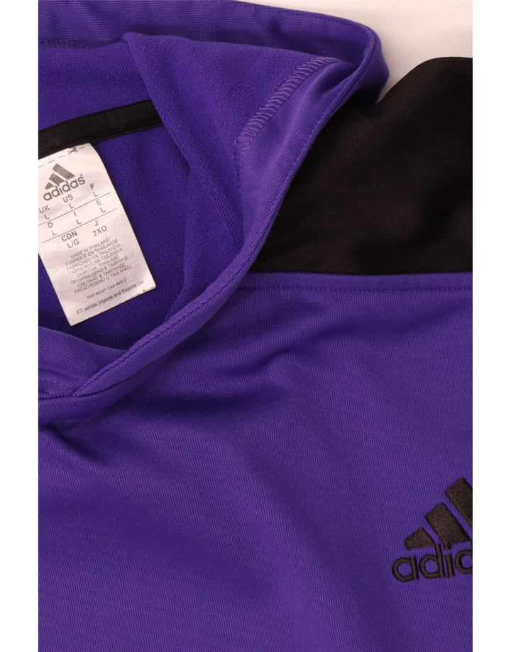 Adidas Męski sweter z kapturem, duży, fioletowy, poliester z blokami kolorów