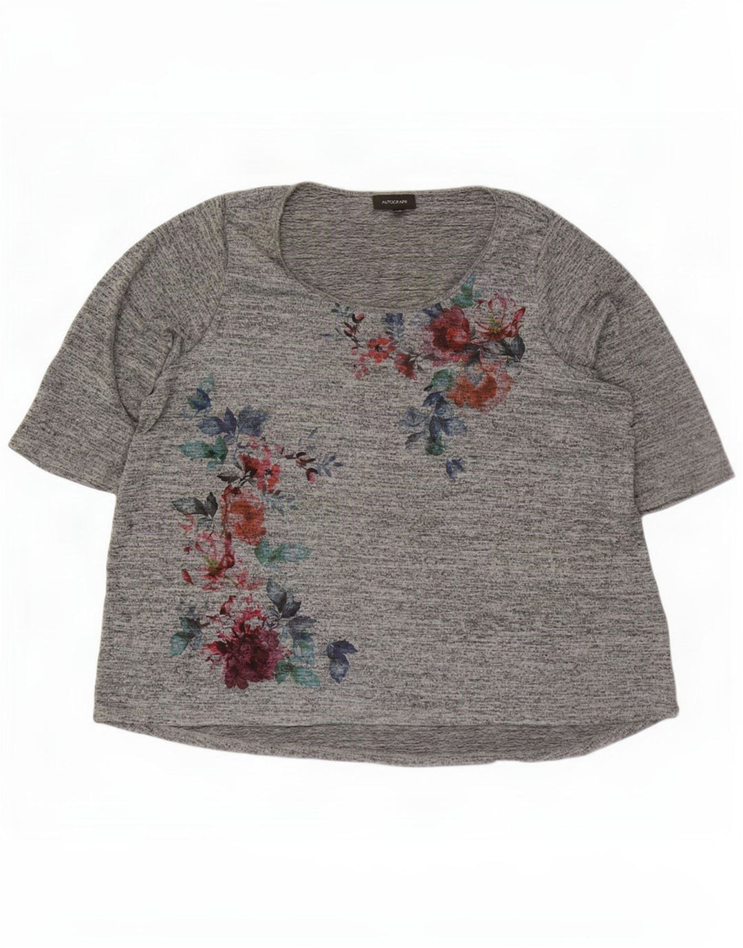 Marks & Spencer Damski top z grafiką z autografem, rękaw 3/4, UK 26 5XL, szary