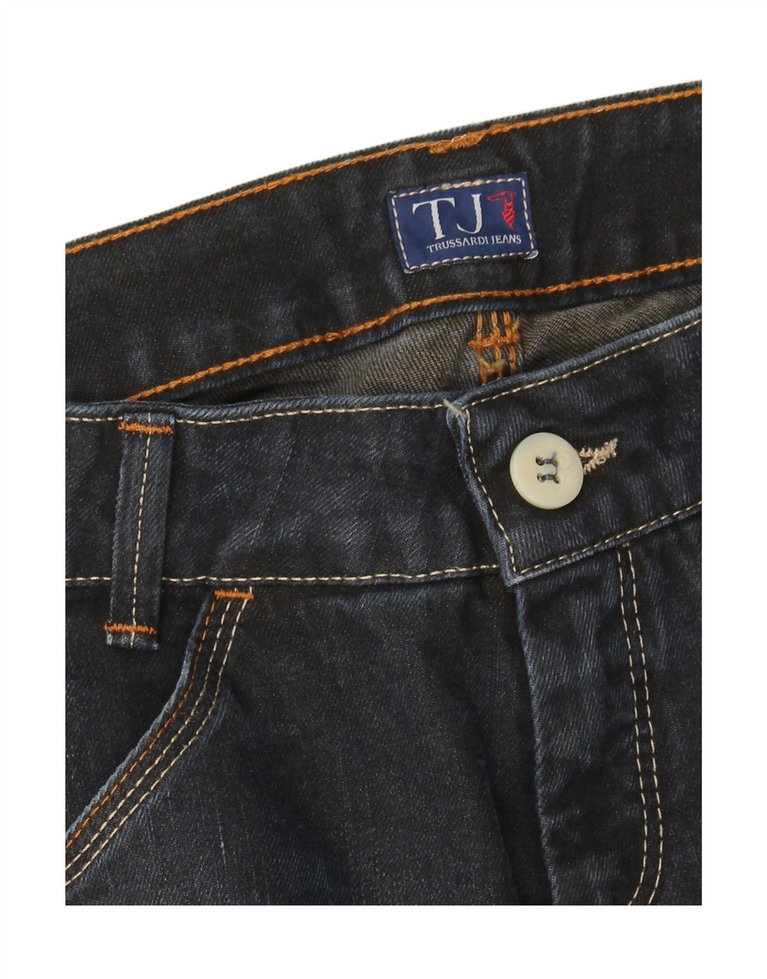 TRUSSARDI Womens Slim Jeans IT 42 Medium W28 L32 Navy Blue Cotton
