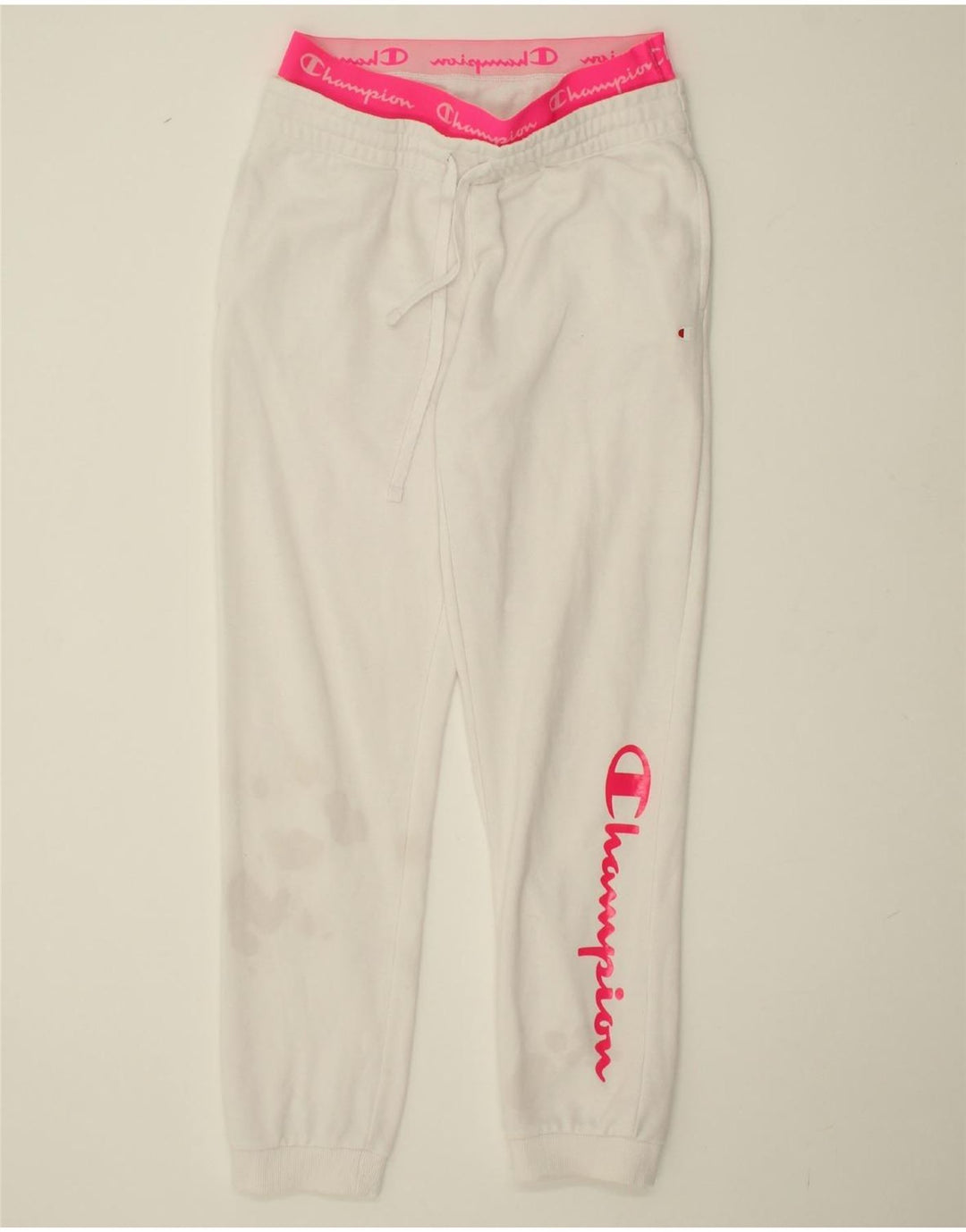 CHAMPION Womens Graphic Tracksuit Trousers Joggers UK 12 Medium  White Vintage Champion and Second-Hand Champion from Messina Hembry 