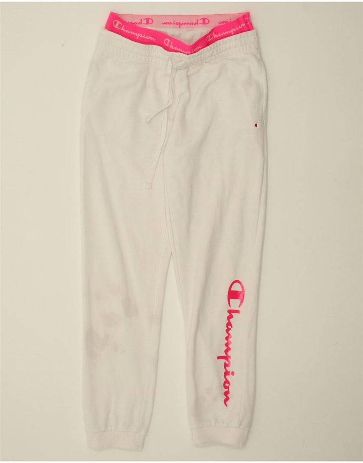 CHAMPION Womens Graphic Tracksuit Trousers Joggers UK 12 Medium  White Vintage Champion and Second-Hand Champion from Messina Hembry 