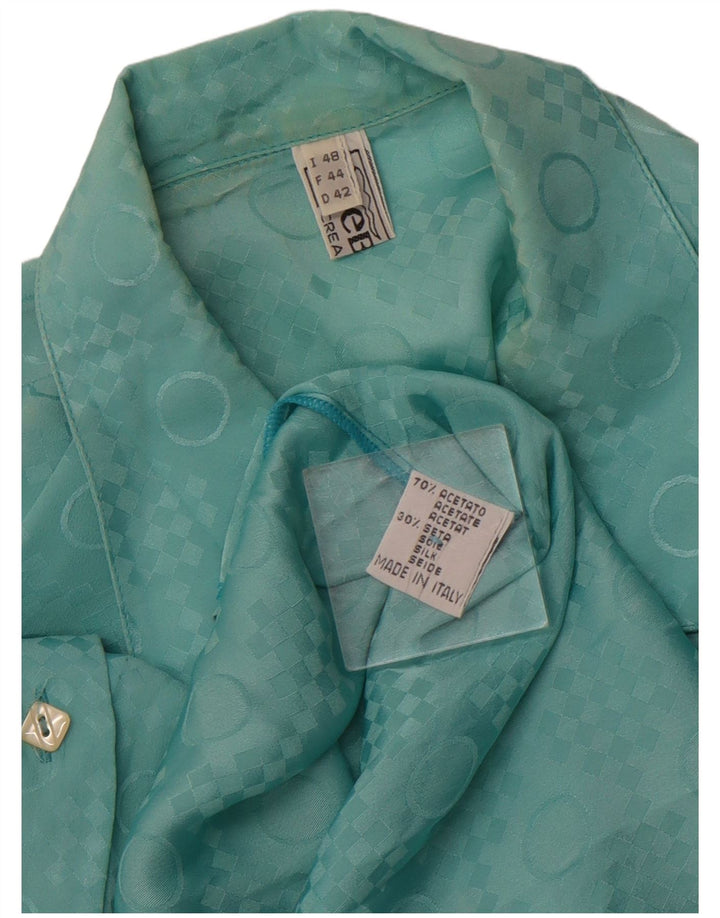 Damska bluzka koszulowa VINTAGE IT 48 XL Niebieski geometryczny octan