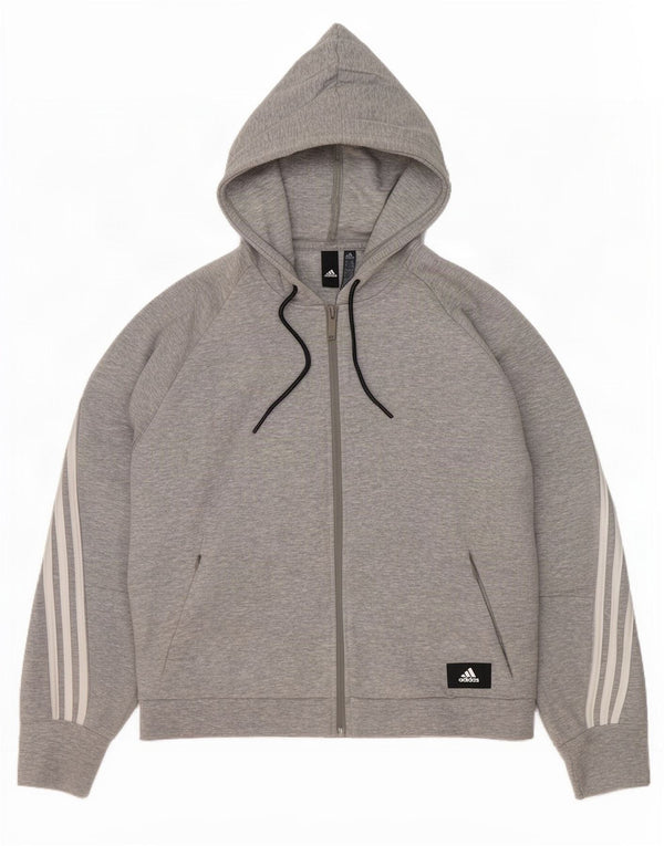 Damski sweter z kapturem i zamkiem Adidas UK 20/22 XL Szara bawełna