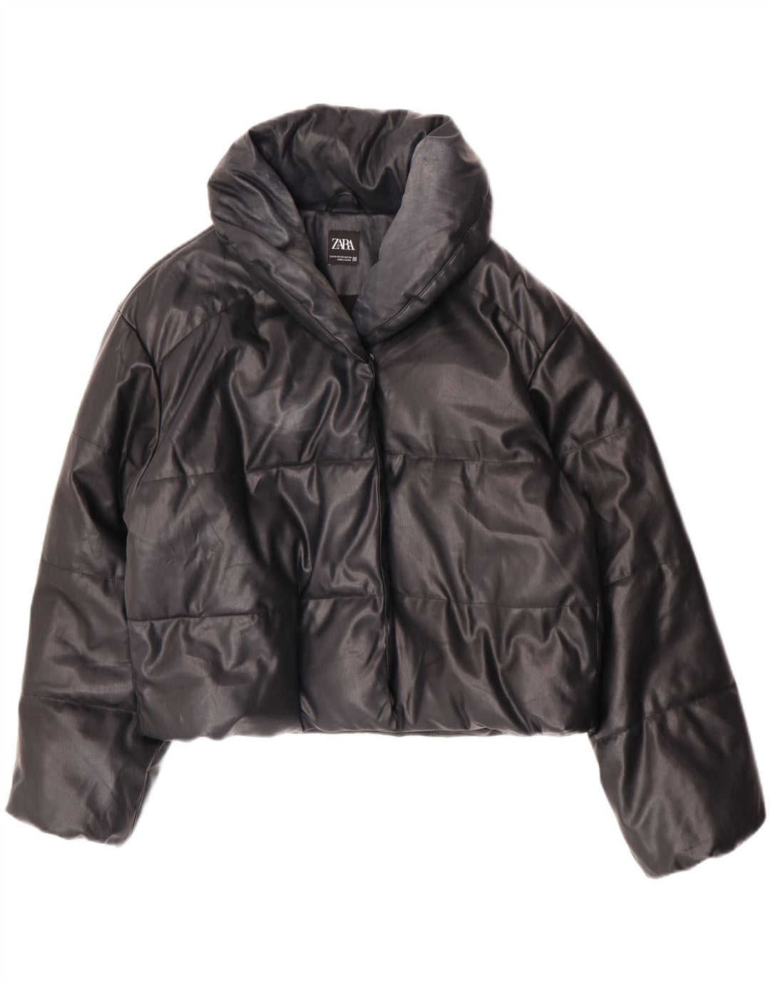 Damska kurtka oversize ze sztucznej skóry Zara UK 6 XS, czarna, poliuretanowa