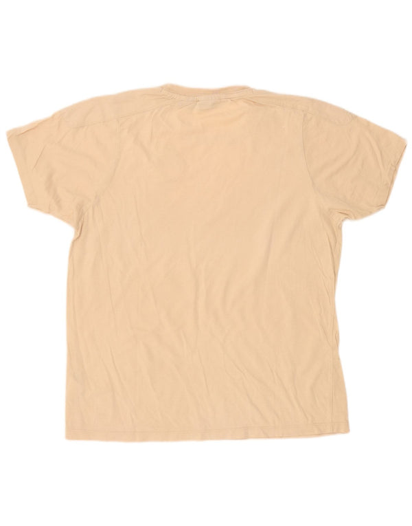 Męski T-shirt z grafiką Fila, duży, beżowy, bawełniany