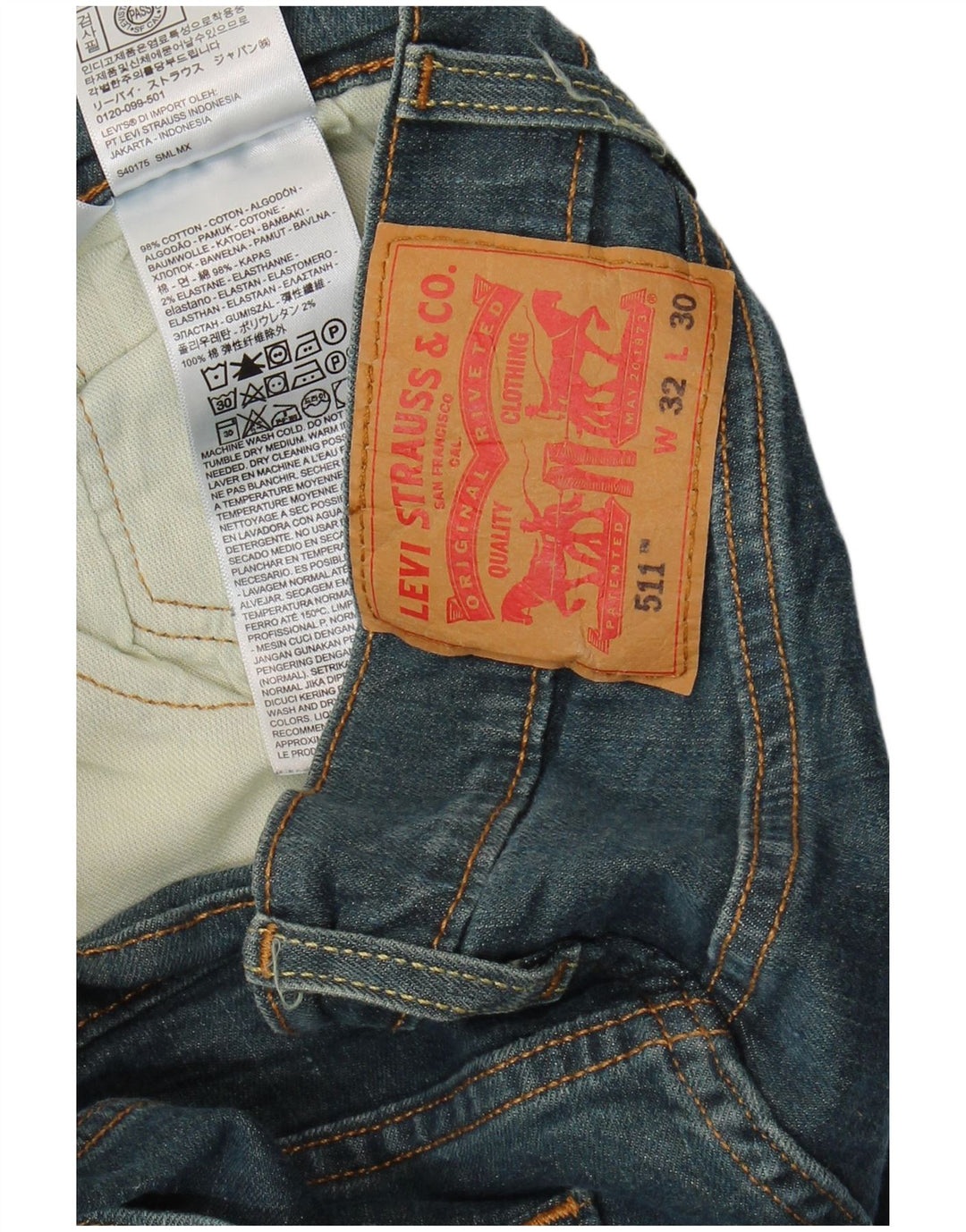 Męskie jeansy Levi's 511 Slim W32 L30 Granatowa bawełna