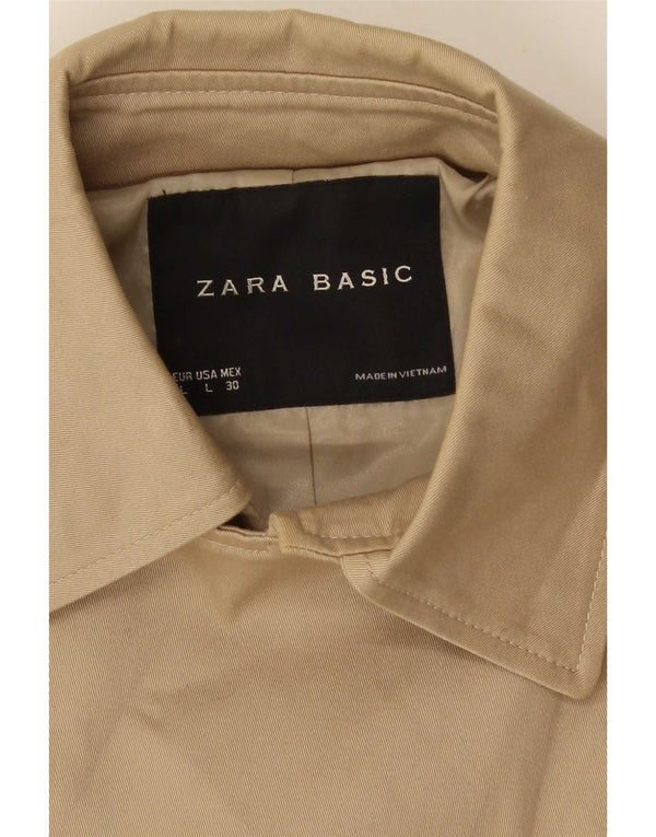 Zara Womens Short Trench Coat UK 14 Large Beige