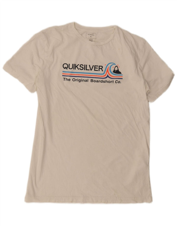 Męska koszulka z grafiką Quiksilver o regularnym kroju, średnia biała bawełna
