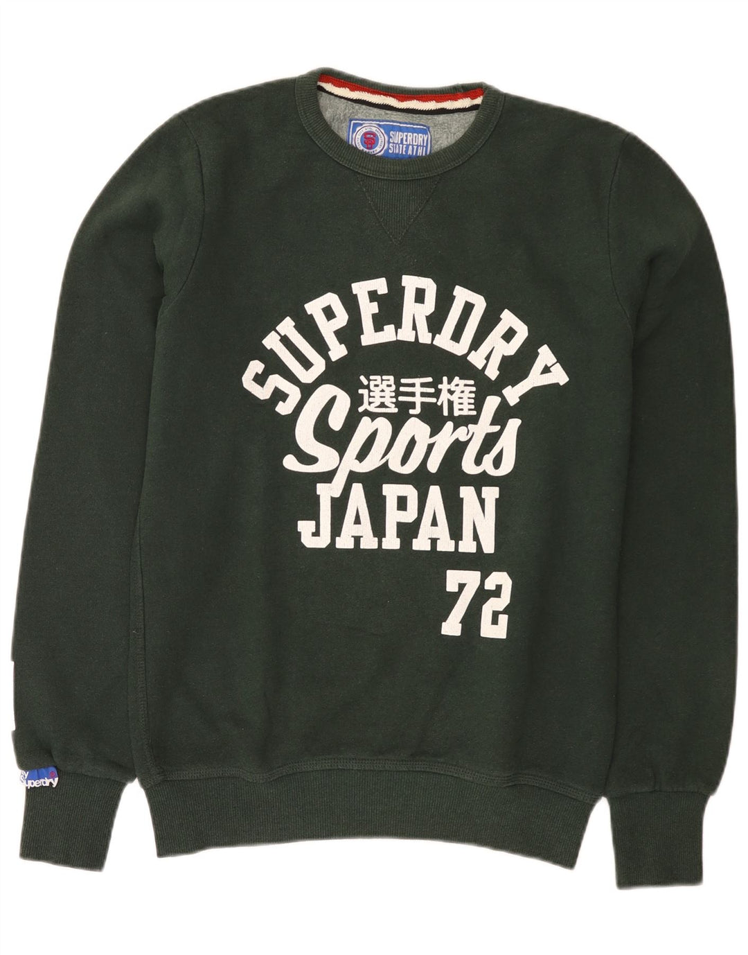 Męski sweter z grafiką Superdry, średniozielony, bawełniany