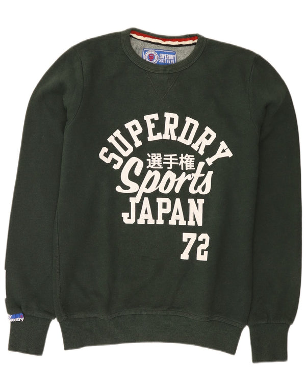 Męski sweter z grafiką Superdry, średniozielony, bawełniany