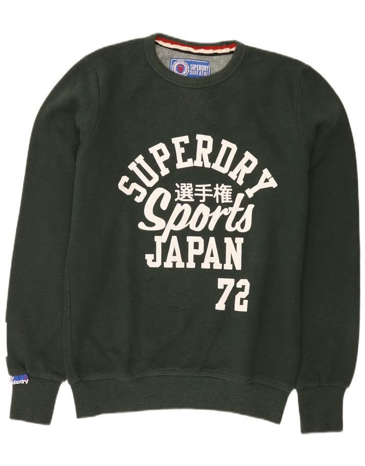 Męski sweter z grafiką Superdry, średniozielony, bawełniany