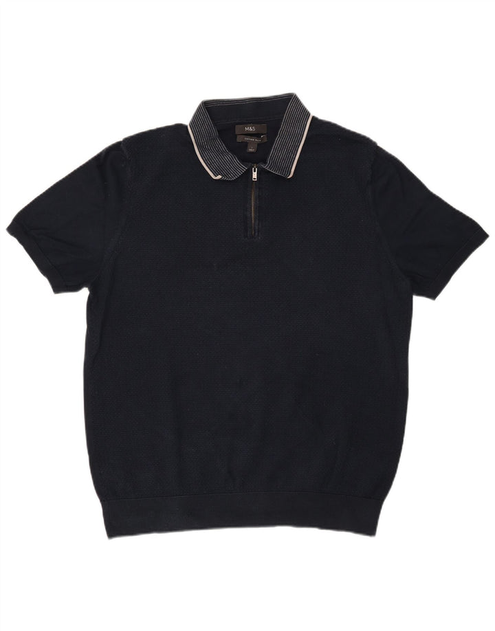 Męska koszulka polo Marks & Spencer, duża, granatowa, bawełniana