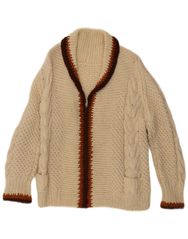 Sweter damski w stylu vintage, UK 14, średni, złamany biały kolor