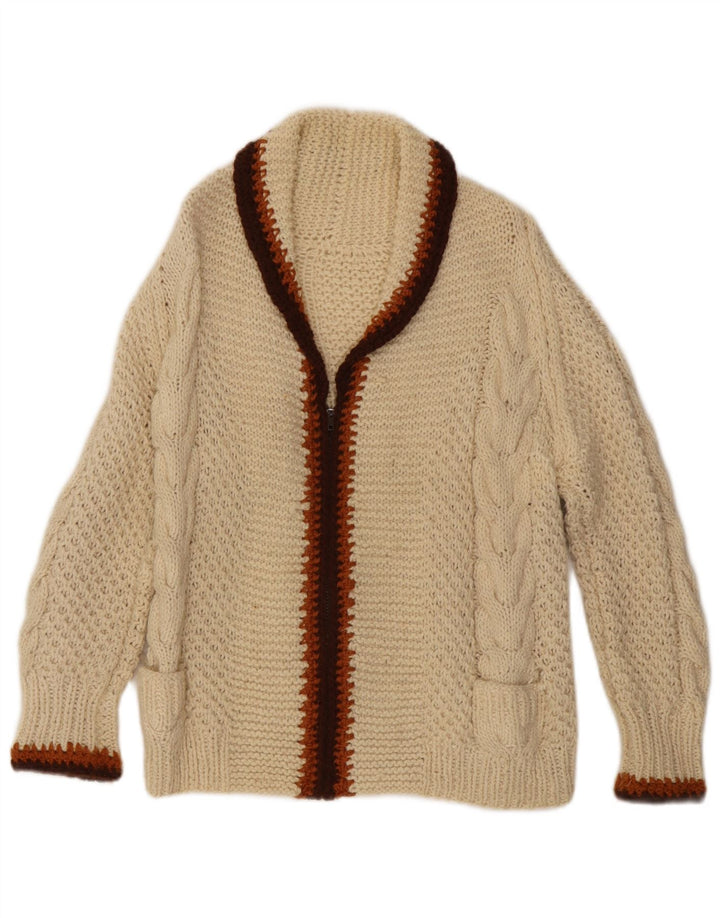Sweter damski w stylu vintage, UK 14, średni, złamany biały kolor