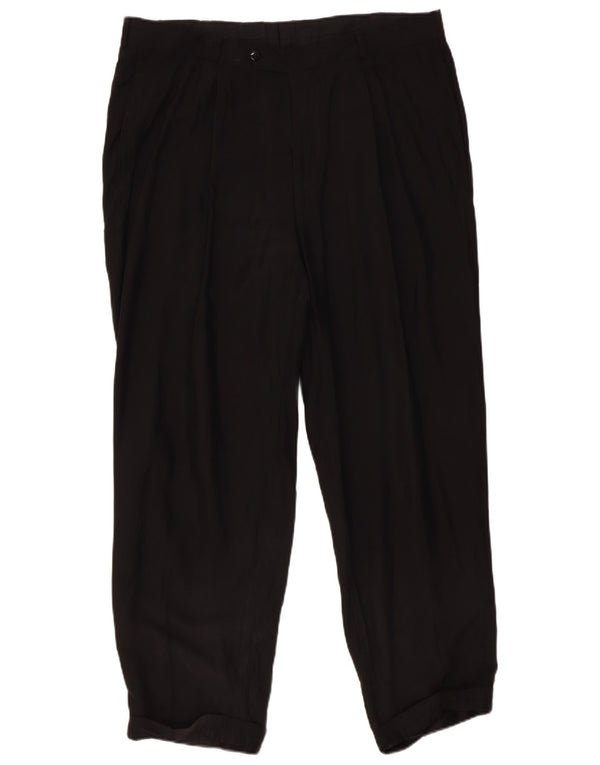 Spodnie garniturowe męskie Hugo Boss EU 56 3XL W40 L31 Czarny jedwabny klasyczny
