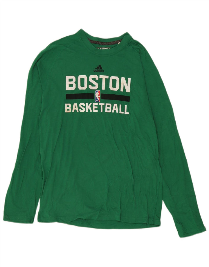 Adidas Męskie Boston Celtics Graphic Top z długim rękawem, średni zielony poliester