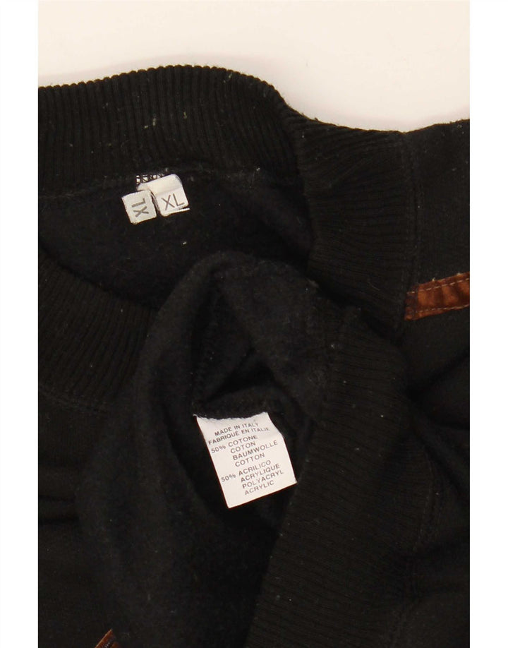 Męska bluza z grafiką w stylu vintage, sweter XL, czarna bawełna