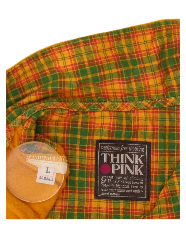 Think Pink Męski sweter polarowy z zamkiem błyskawicznym, duży, żółty
