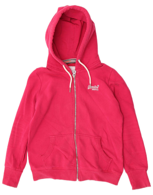 Damski sweter z kapturem i zamkiem Superdry UK 12, średni różowy, bawełniany