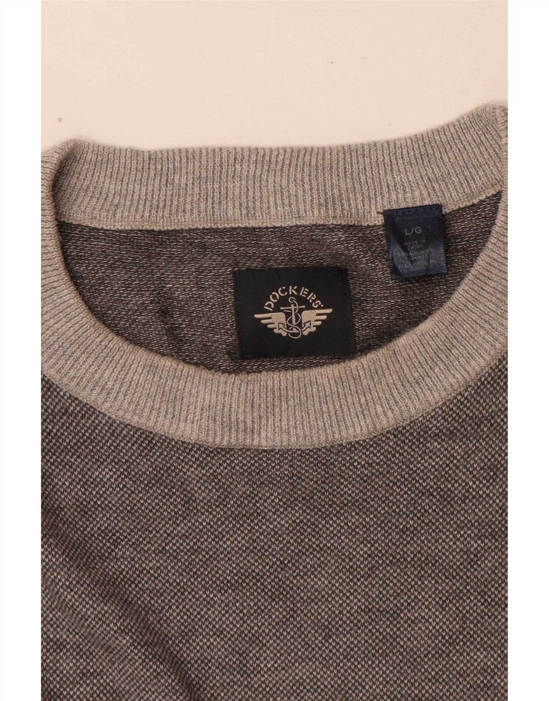 Męski sweter z okrągłym dekoltem Dockers, duży, szary, nakrapiany