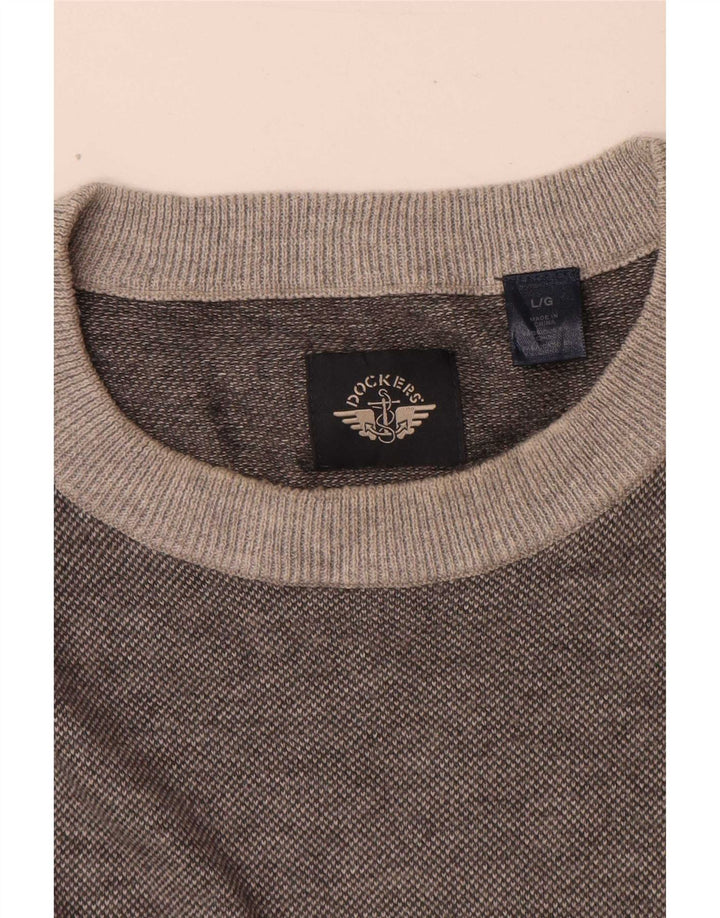 Męski sweter z okrągłym dekoltem Dockers, duży, szary, nakrapiany