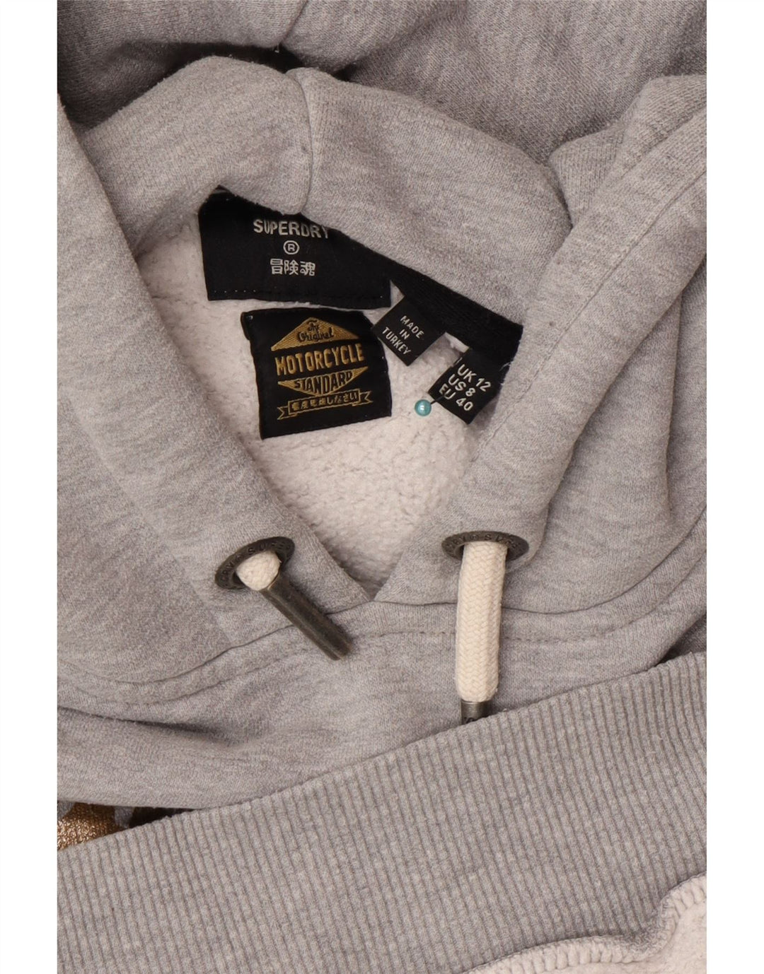 Damski sweter z kapturem Superdry Graphic UK 12, średni szary