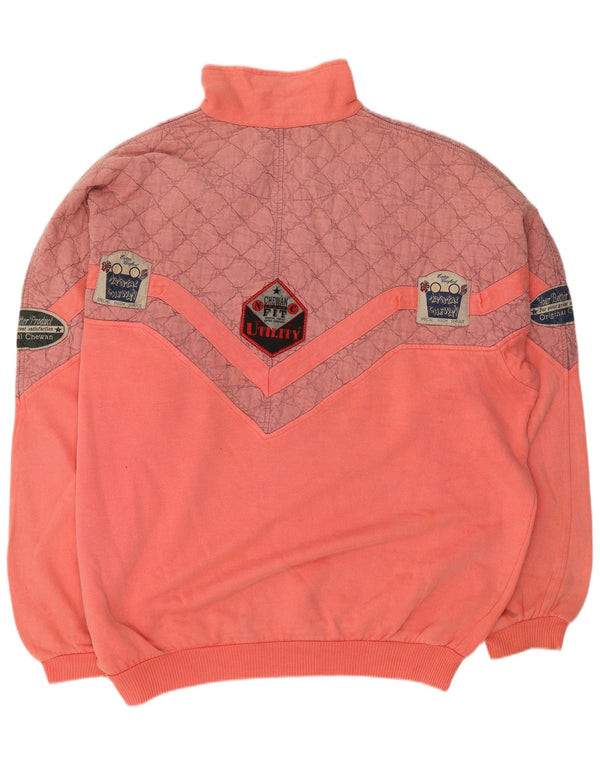 Męski sweter Chewan z grafiką i zamkiem błyskawicznym, 2XL, różowy, bawełniany z blokami kolorów