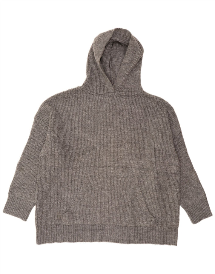 Damski sweter oversize z kapturem Zara UK 14 Średni szary akryl