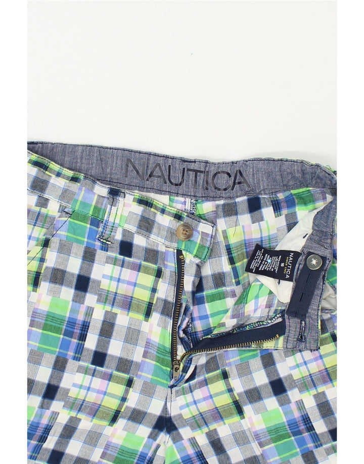 NAUTICA Boys Chino Shorts 15-16 Years W26 Blue Patchwork Cotton Vintage Nautica and Second-Hand Nautica from Messina Hembry 