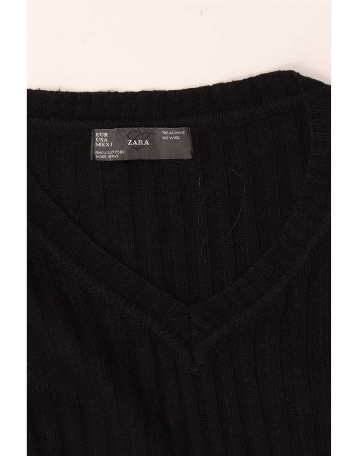 Męski sweter Zara z dekoltem w kształcie litery V, duży, czarny akryl